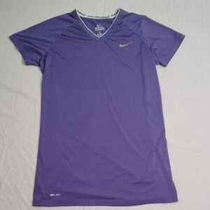 Nike Pro Combat T-Shirt Women's Size Large Purple Fitted Performance Athletic